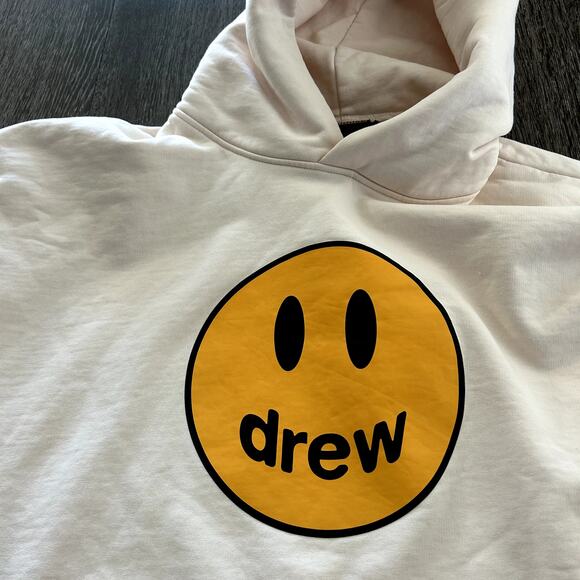 Authentic EUC Drew House Mascot Hoodie Chalk White Smiley‎ Face Logo M Pullover - Picture 11 of 15